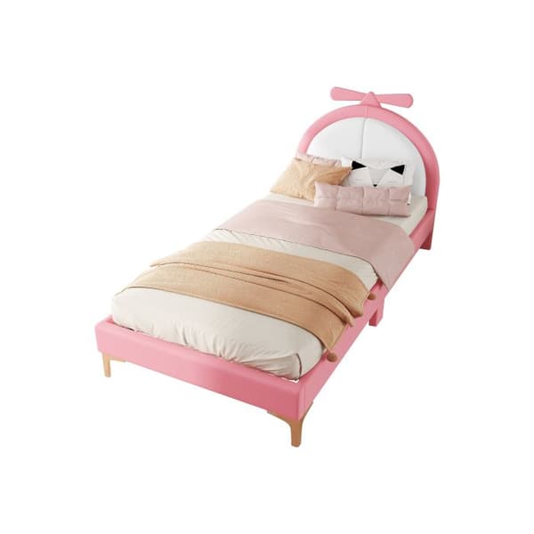 Säng 90*200 cm, stoppad säng, bekväm sänggavel, rosa utseende, elegant och enkel, rosa