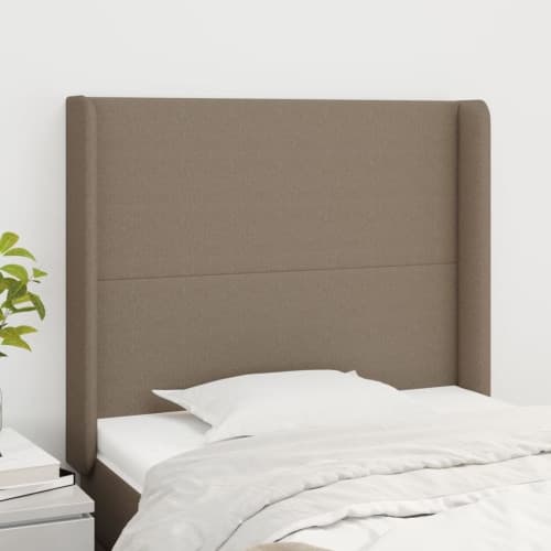 Sänggavel med kanter taupe 93x16x118/128 cm tyg