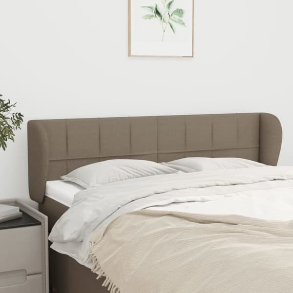 Sänggavel med kanter taupe 147x23x78/88 cm tyg
