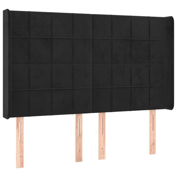 Sänggavel med kanter svart 147x16x118/128 cm sammet