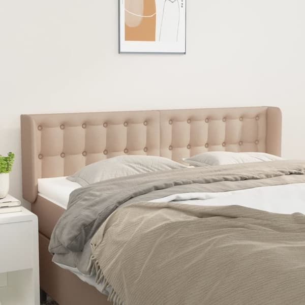 Sänggavel med kanter cappuccino 147x16x78/88 cm konstläder