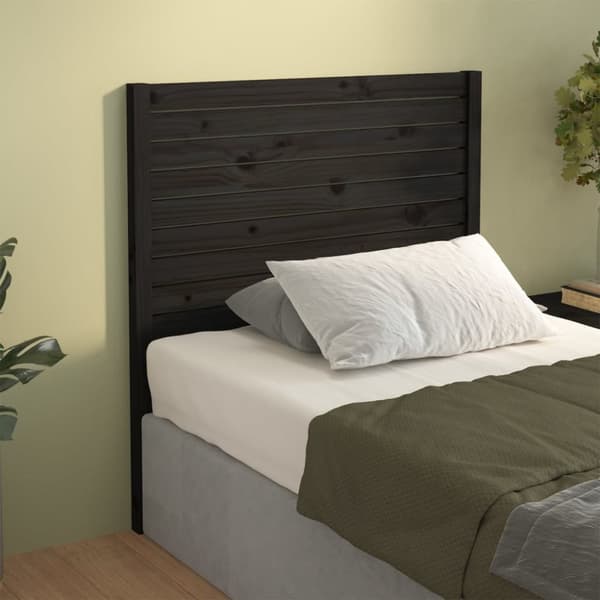 Sänggavel svart 81x4x100 cm massiv furu