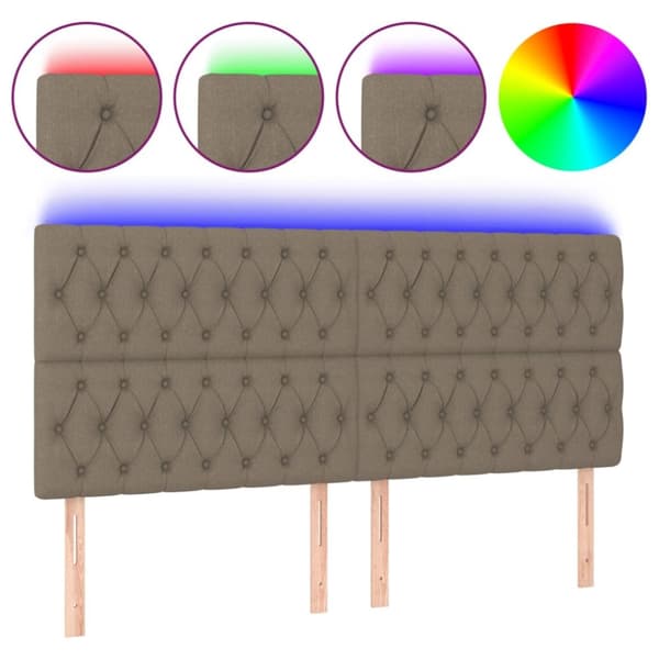 Sänggavel LED taupe 180x7x118/128 cm tyg