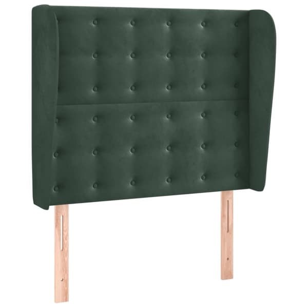 Sänggavel med kanter mörkgrön 83x23x118/128 cm sammet