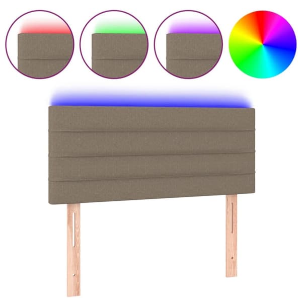 Sänggavel LED taupe 80x5x78/88 cm tyg