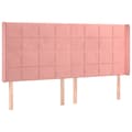 Miniatyrbild 2 av 2: Sänggavel med kanter rosa 203x16x118/128 cm sammet