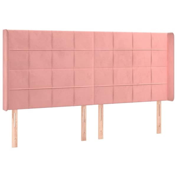 Sänggavel med kanter rosa 203x16x118/128 cm sammet