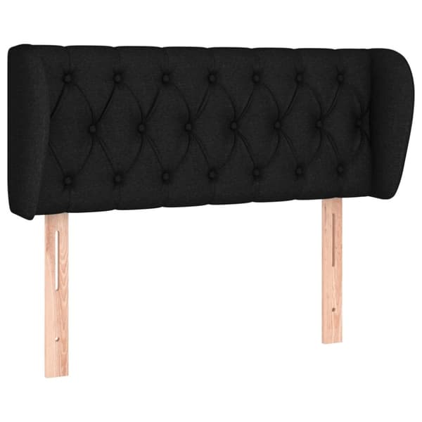 Sänggavel med kanter svart 103x23x78/88 cm tyg