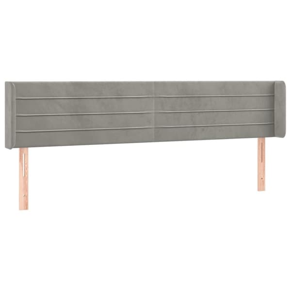 Sänggavel med kanter ljusgrå 163x16x78/88 cm sammet