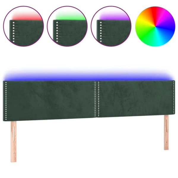 Sänggavel LED mörkgrön 180x5x78/88 cm sammet