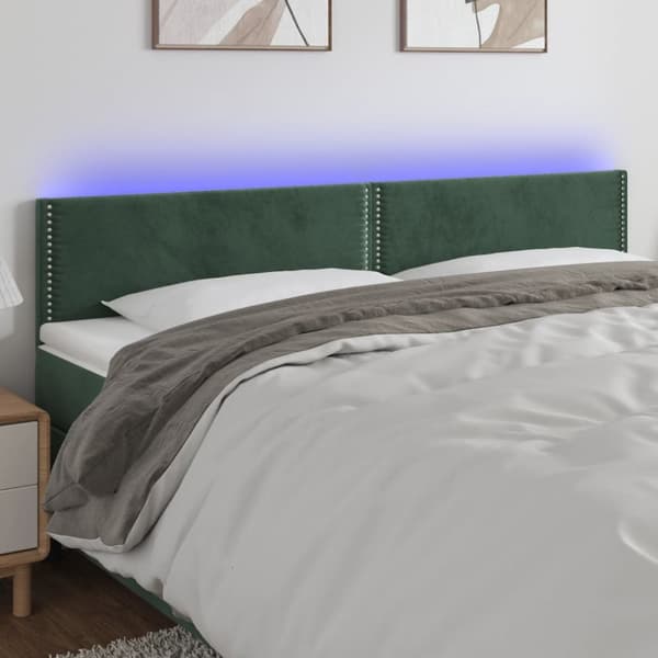 Sänggavel LED mörkgrön 180x5x78/88 cm sammet