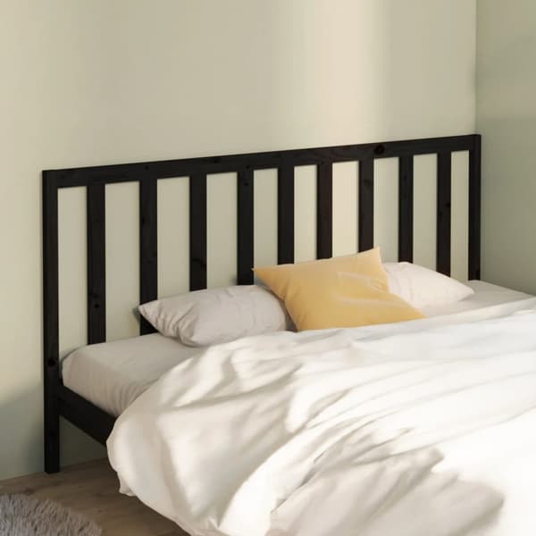 Sänggavel svart 206x4x100 cm massiv furu