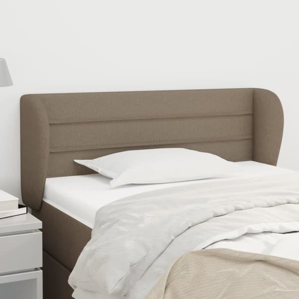 Sänggavel med kanter taupe 103x23x78/88 cm tyg