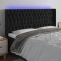 Miniatyrbild 1 av 2: Sänggavel LED svart 203x16x118/128 cm sammet