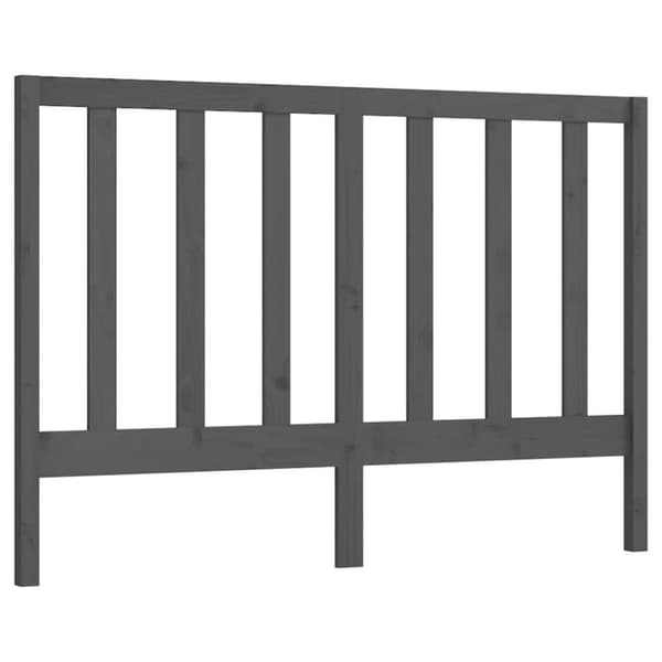 Sänggavel grå 141x4x100 cm massiv furu