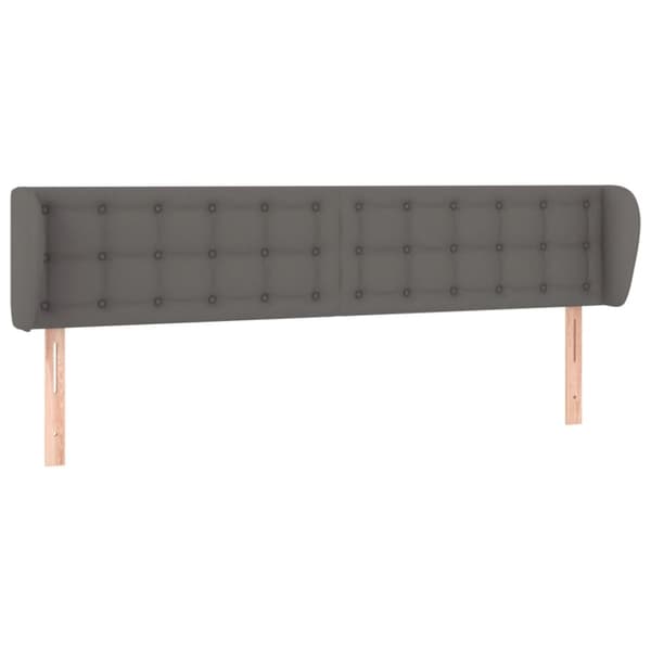 Sänggavel med kanter grå 183x23x78/88 cm konstläder