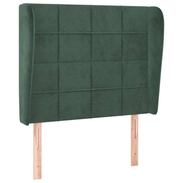Sänggavel med kanter mörkgrön 83x23x118/128 cm sammet