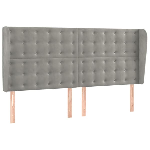 Sänggavel med kanter ljusgrå 183x23x118/128 cm sammet