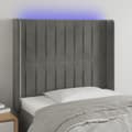 Miniatyrbild 1 av 2: Sänggavel LED ljusgrå 83x16x118/128 cm sammet