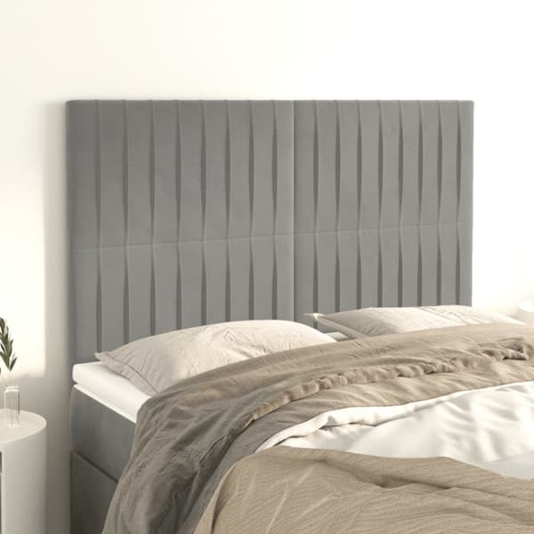 Huvudgavlar 4 st ljusgrå 72x5x78/88 cm sammet