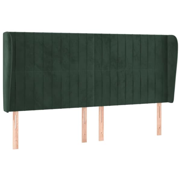 Sänggavel med kanter mörkgrön 203x23x118/128 cm sammet