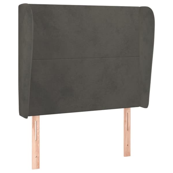 Sänggavel med kanter mörkgrå 103x23x118/128 cm sammet