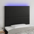 Miniatyrbild 1 av 2: Sänggavel LED svart 80x5x118/128 cm konstläder
