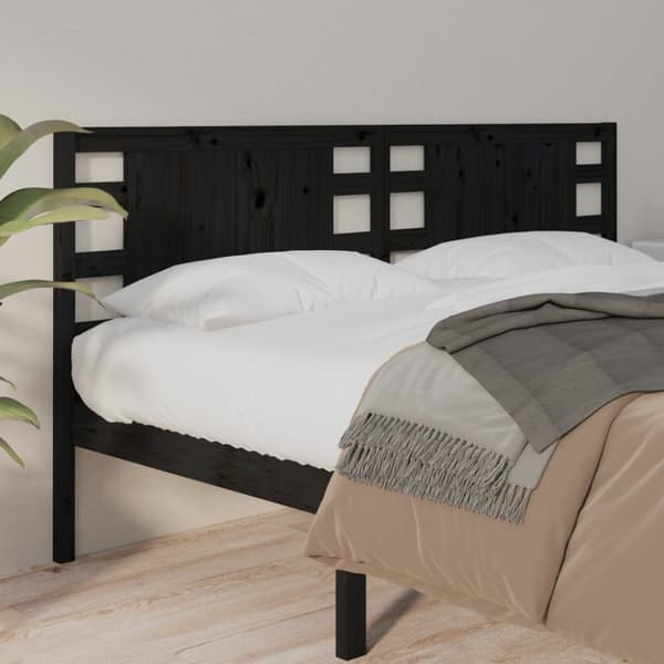 Sänggavel svart 166x4x100 cm massiv furu
