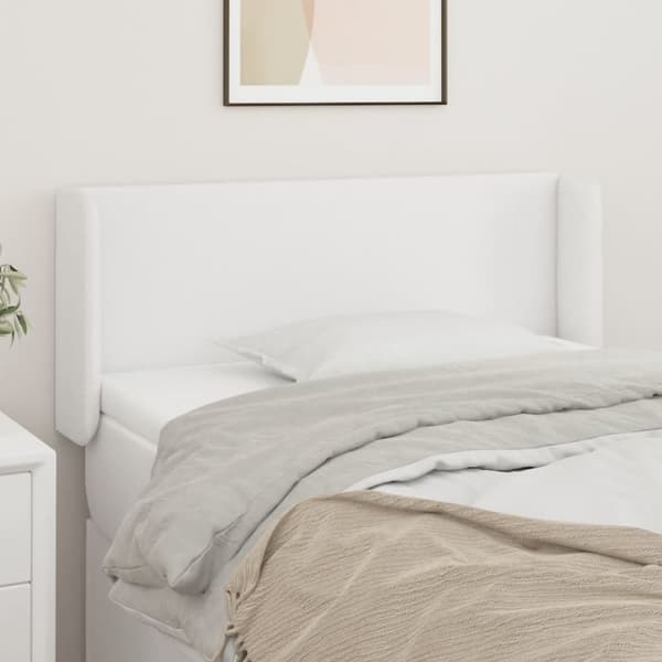 Sänggavel med kanter vit 103x16x78/88 cm konstläder