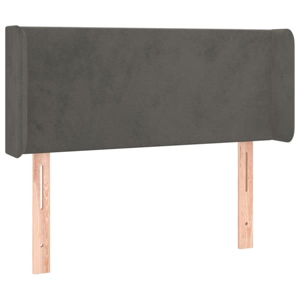 Sänggavel med kanter mörkgrå 83x16x78/88 cm sammet