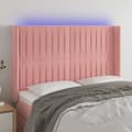 Miniatyrbild 1 av 2: Sänggavel LED rosa 147x16x118/128 cm sammet