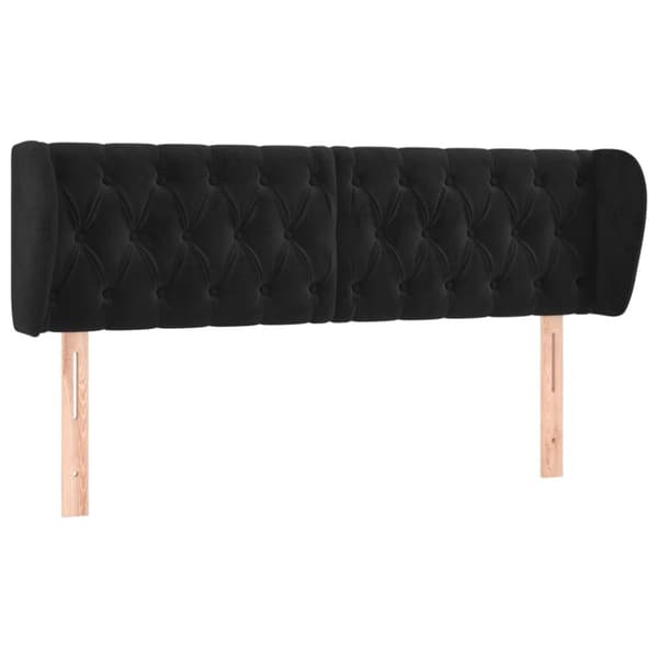 Sänggavel med kanter svart 147x23x78/88 cm sammet