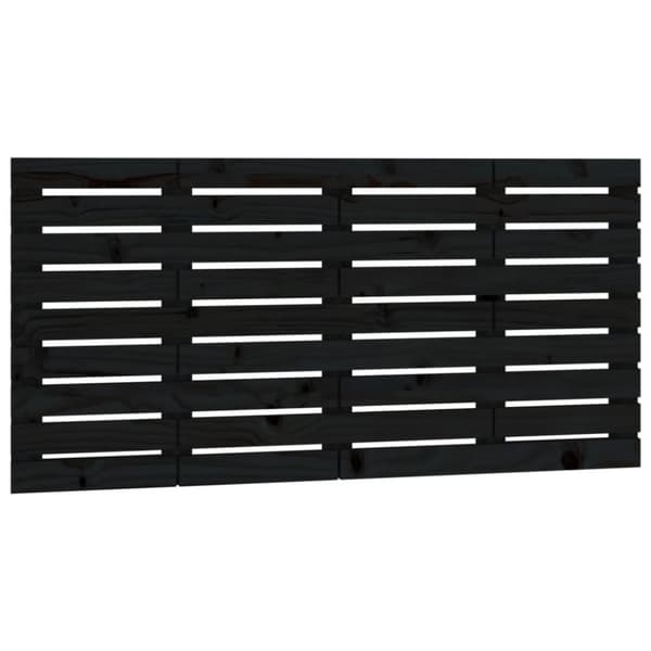 Väggmonterad huvudgavel svart 146x3x63 cm massiv furu