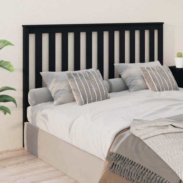 Sänggavel svart 166x6x101 cm massiv furu