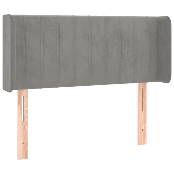 Sänggavel med kanter ljusgrå 103x16x78/88 cm sammet
