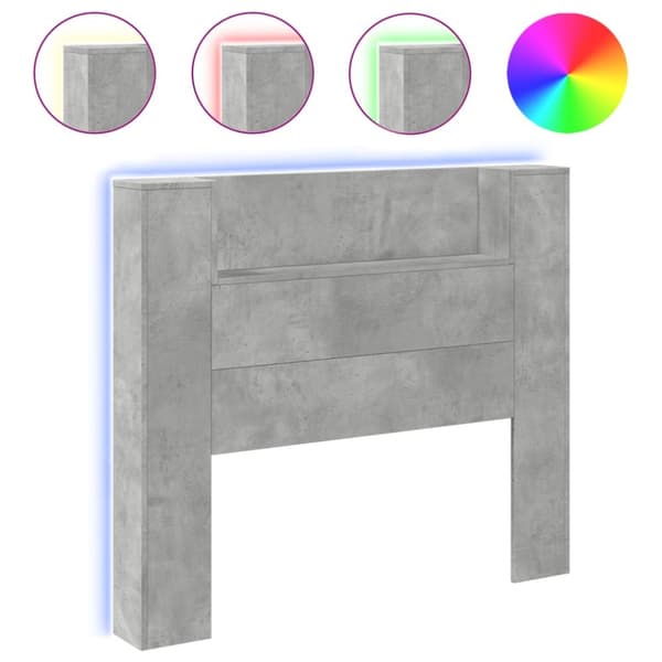 Sänggavel med LED betonggrå 120x16,5x103,5 cm