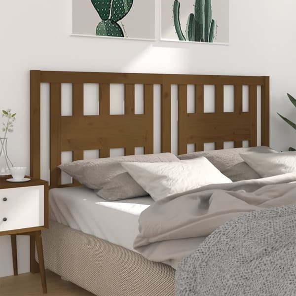 Sänggavel honungsbrun 206x4x100 cm massiv furu