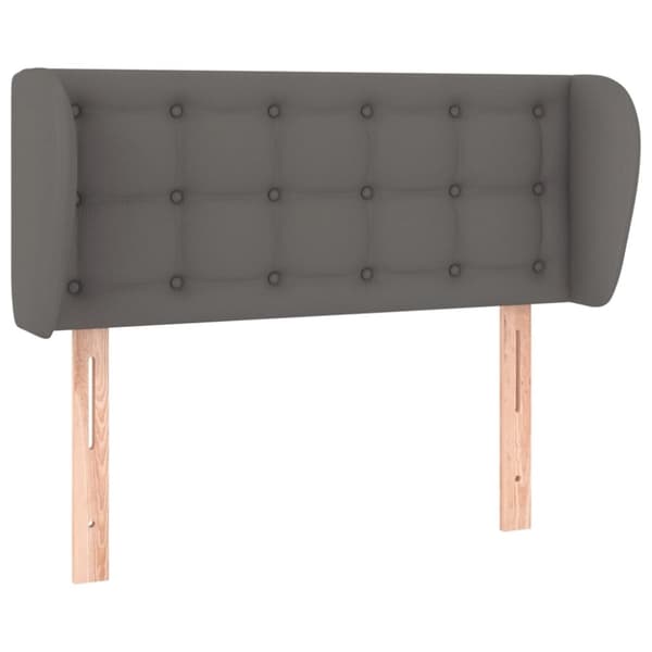 Sänggavel med kanter grå 103x23x78/88 cm konstläder