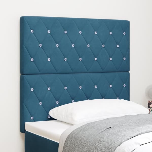 LED Sänggavel Mörkblå 90 cm Sammet
