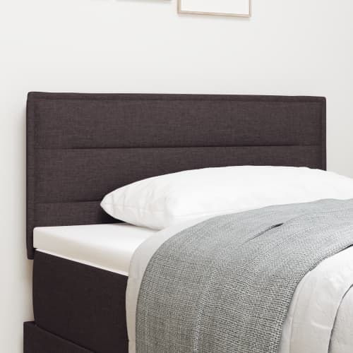 LED-sänggavel med stilren design mörkbrun 90 cm tyg