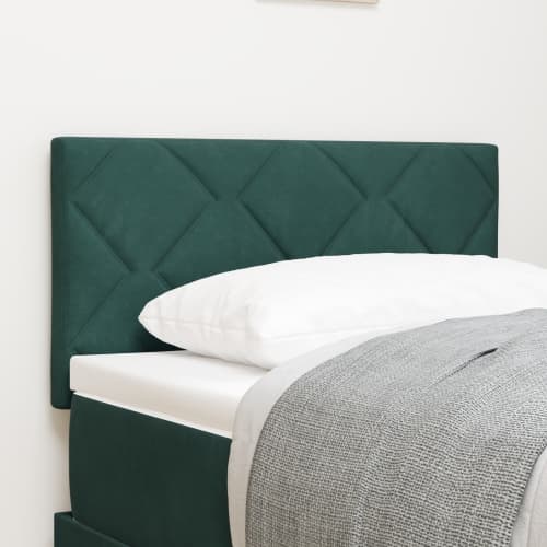 LED-huvudgavel Diamantblock Design Mörkgrön 80 cm Sammet