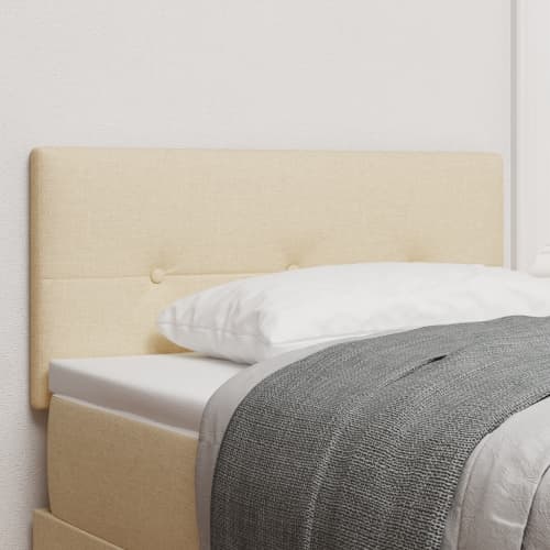 LED Sänggavel med knappar gräddvit 90 cm tyg