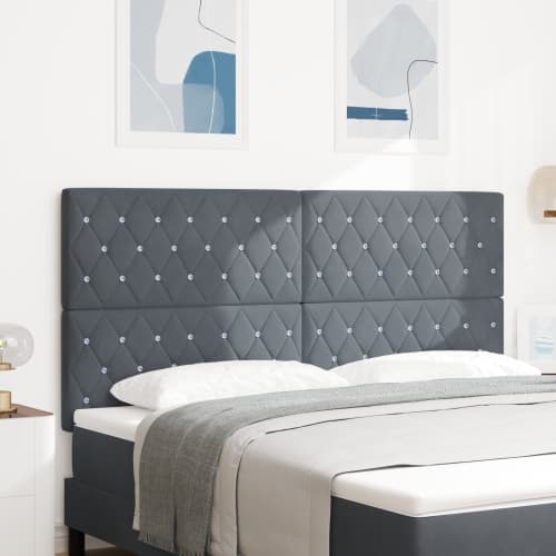 LED Sänggavel Mörkgrå 90 cm Sammet