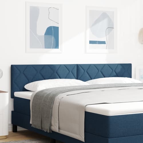 LED Sänggavel Diamantblock Design Blå 180 cm Tyg