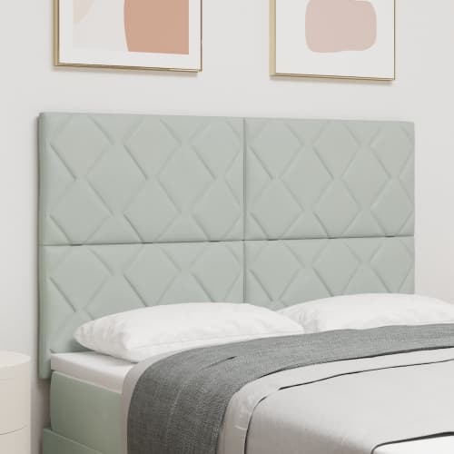 LED Sänggavel Diamantblock Design Ljusgrå 144 cm Sammet