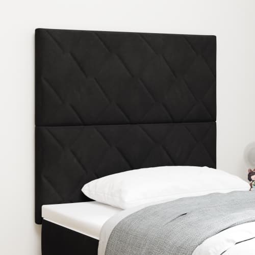 LED-sänggavel Diamantblock design Svart 100 cm Sammet