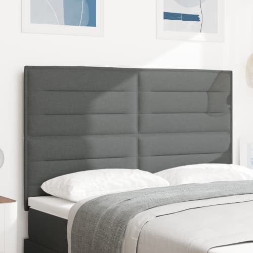 LED Sänggavel Linje Design Mörkgrå 80 cm Tyg