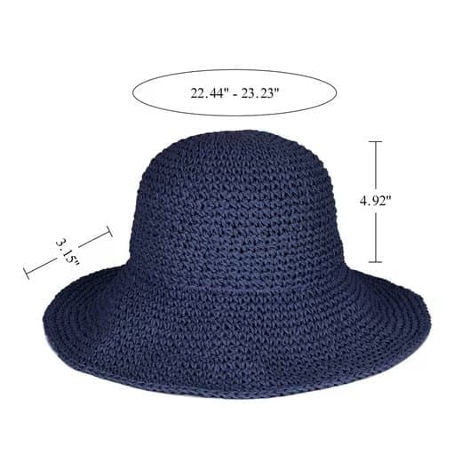 Lollanda Foldbar Stråhat til Damer, Bred Stråhat - Sommer & Strand, 57-59 cm