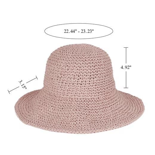Lollanda Foldbar Stråhat til Damer, Bred Stråhat - Sommer & Strand, 57-59 cm