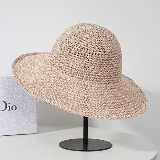 Lollanda Foldbar Stråhat til Damer, Bred Stråhat - Sommer & Strand, 57-59 cm
